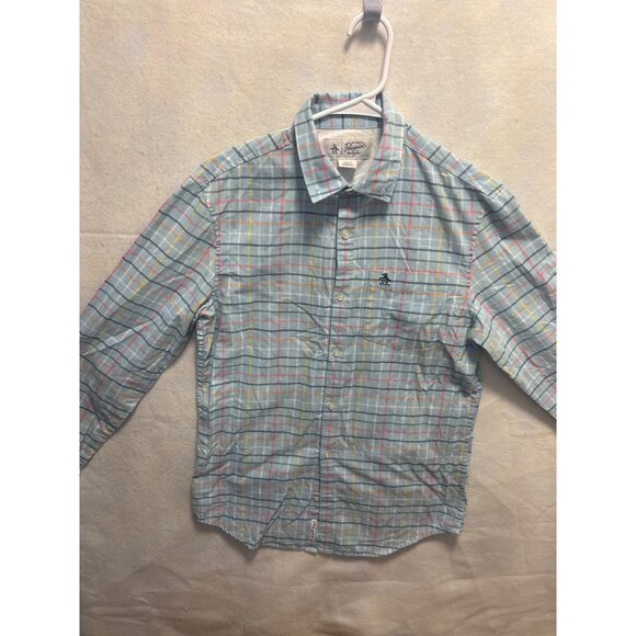 Original Penguin By Munsingwear Mens Plaid Button-Up Shirt S Cotton/Polyester Bl - Picture 1 of 10